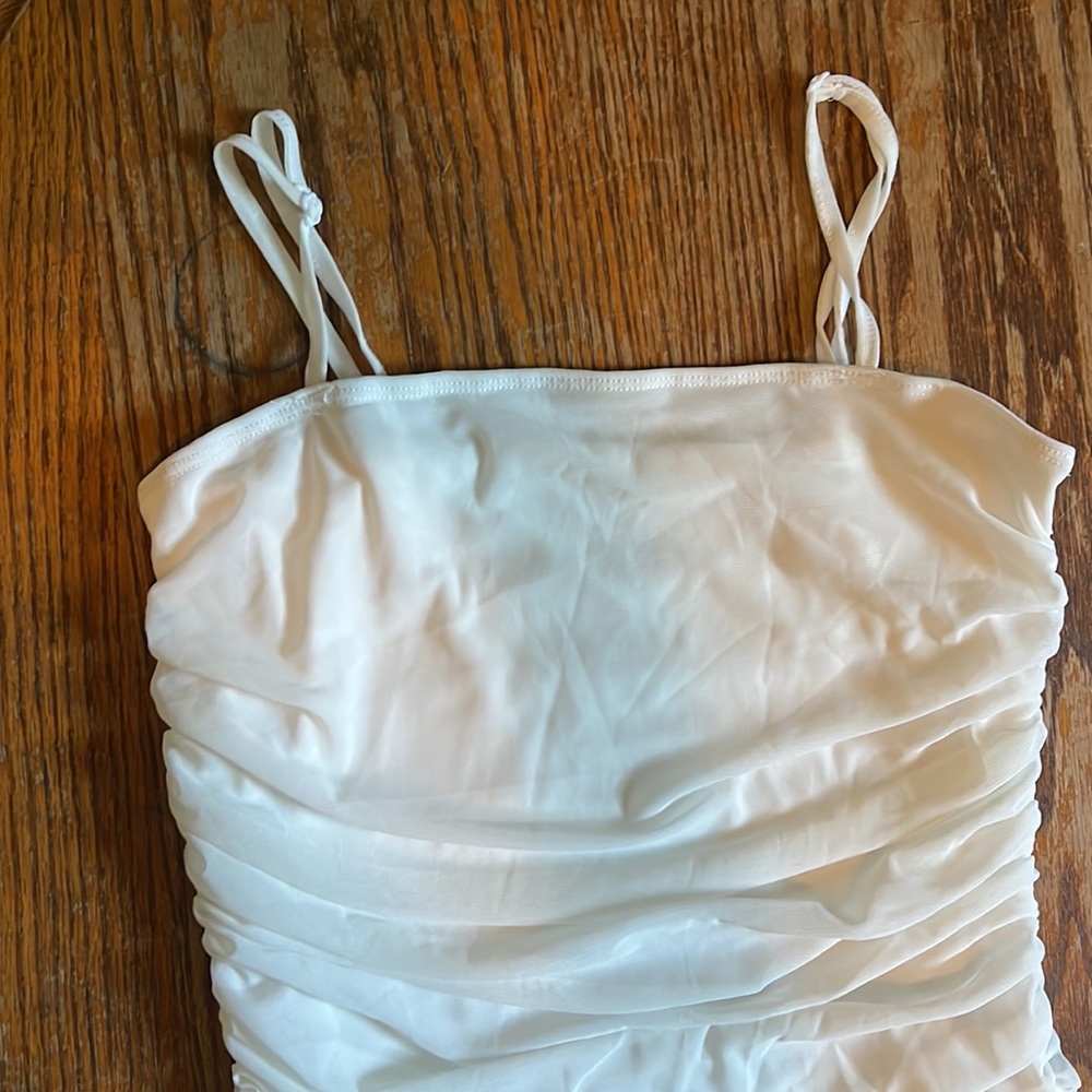 Small Ruched White Dress - Picture 2 of 4